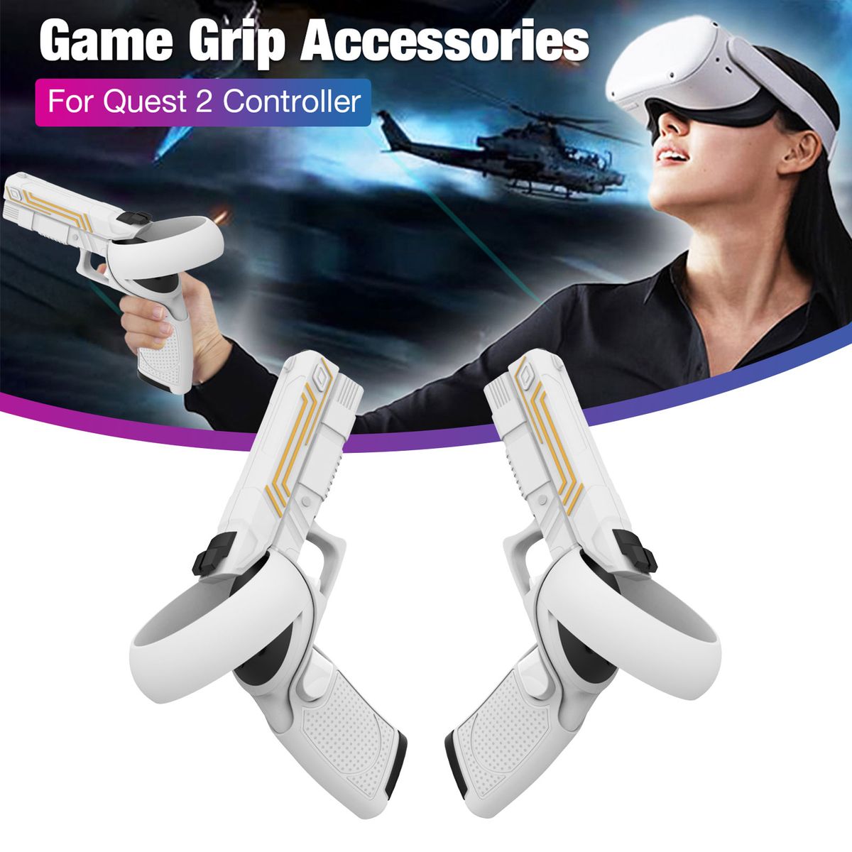 VR Shooter Games  For Oculus Quest 2 Gun Stock Controller Handle Grip For Quest 2 Case To Enhance FPS Gaming Experience
