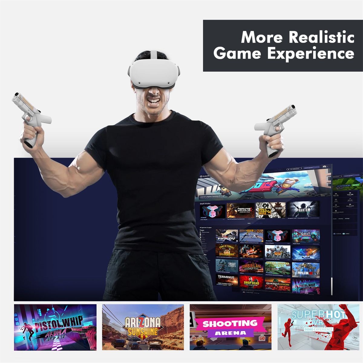 VR Shooter Games  For Oculus Quest 2 Gun Stock Controller Handle Grip For Quest 2 Case To Enhance FPS Gaming Experience