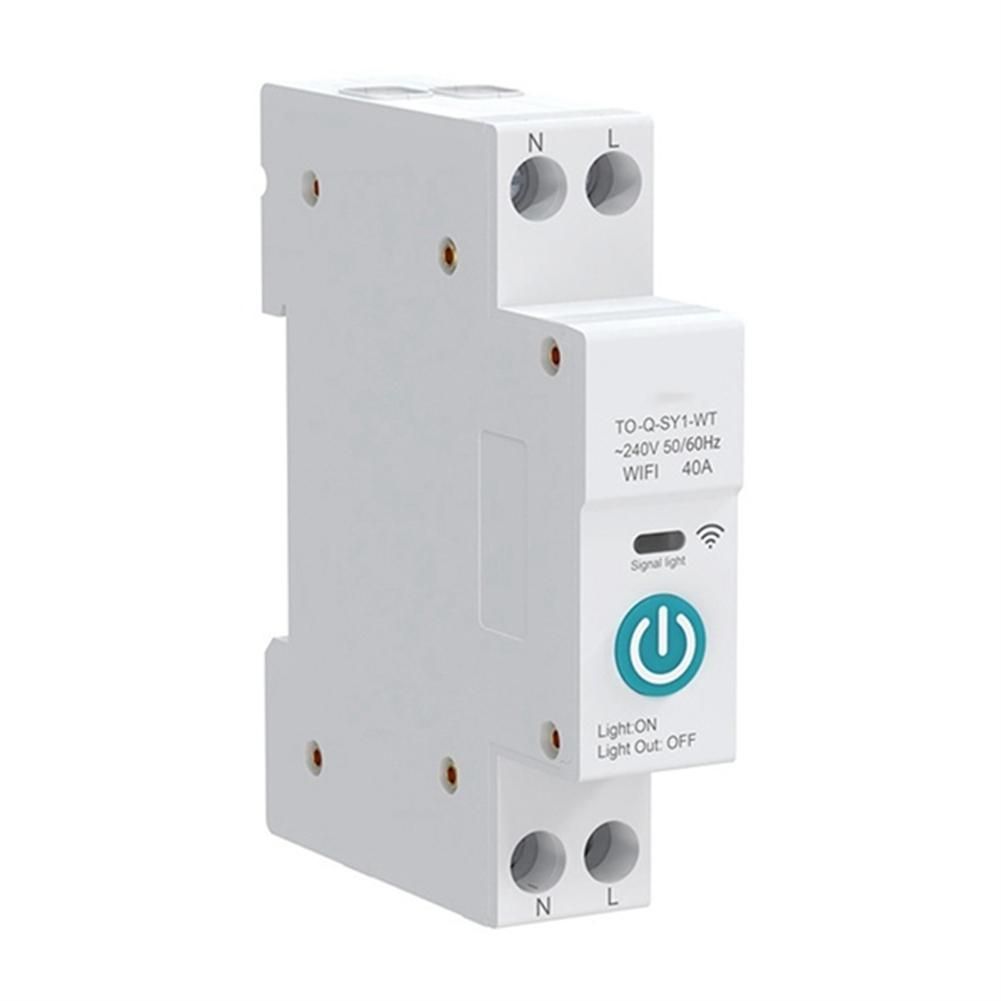 TUYA WIFI Smart Circuit Breaker 1P DIN Rail for Wireless Remote Control Switch White No Metering 10A