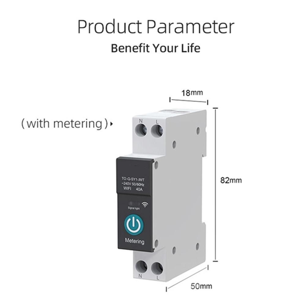 TUYA WIFI Smart Circuit Breaker 1P DIN Rail for Wireless Remote Control Switch White No Metering 10A