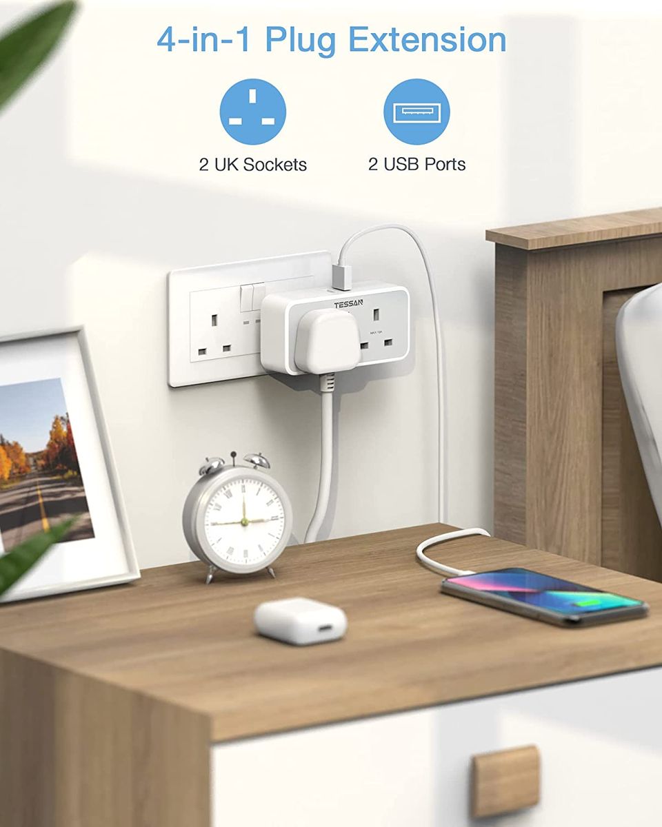 USB Wall Charger Double Plug Adaptor Power Strip With 2 USB