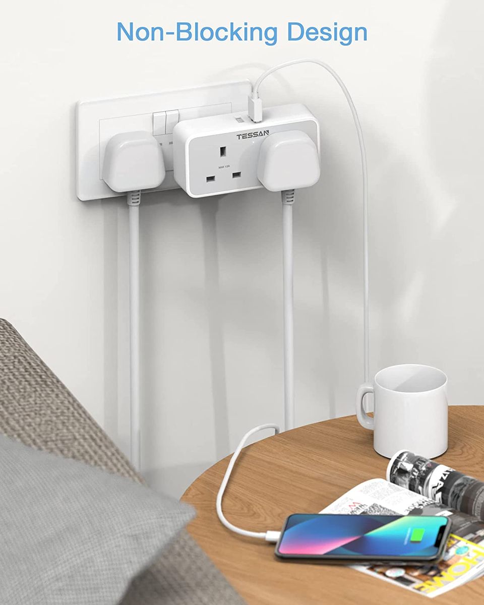USB Wall Charger Double Plug Adaptor Power Strip With 2 USB