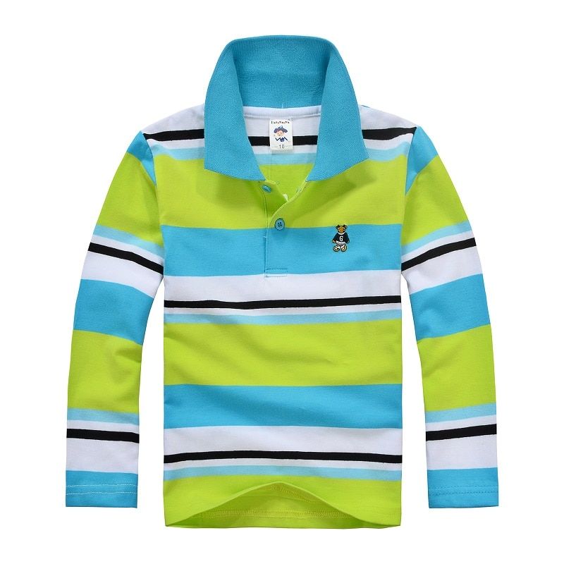 Top Quality Kids Boy Polo Shirts School Uniform Shirt Boys T Shirt Long Sleeve Cotton Clothes For 3 4 5 6 7 8 9 10 11 12  Years(#Brown)