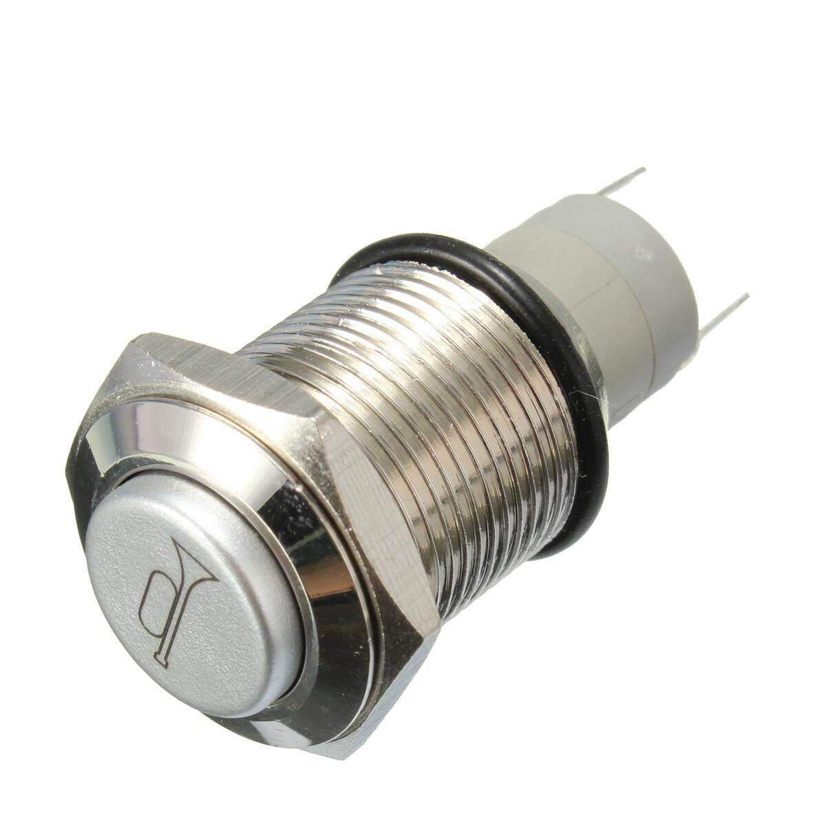 12V 16mm Blue LED Waterproof Momentary Horn Metal Push Button Lighted Switch