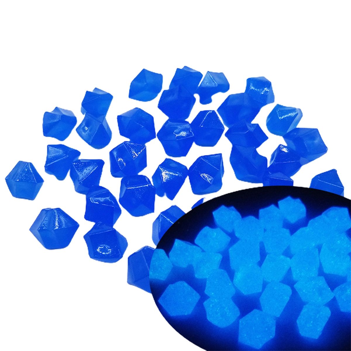 300Pcs Luminous Stone   Glow In The Dark Pebbles Royal Blue