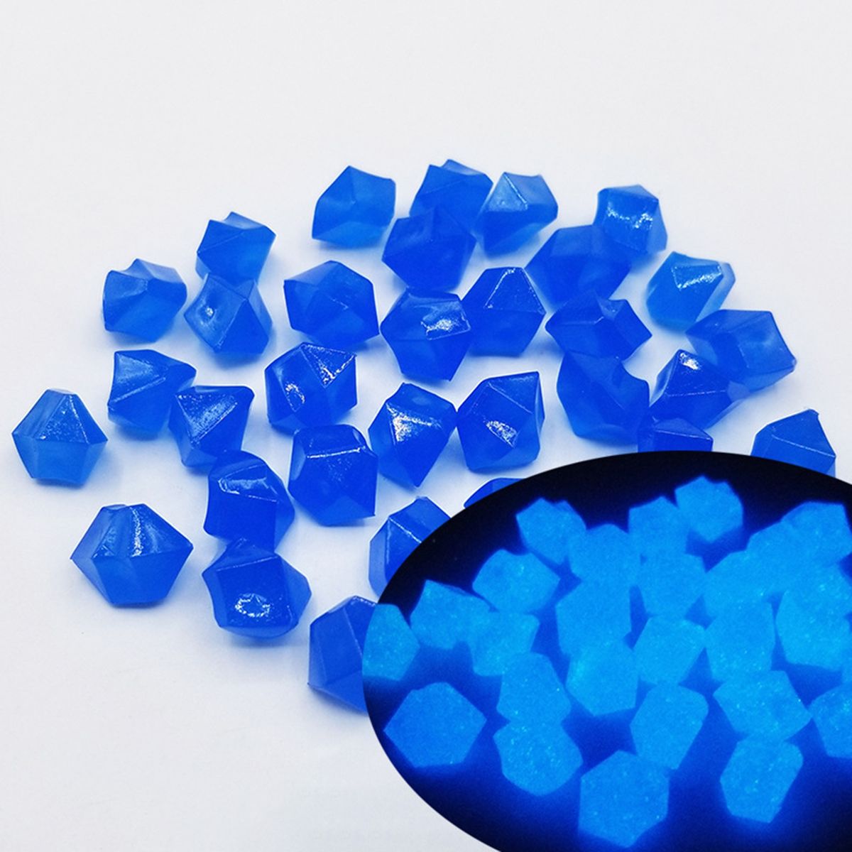 300Pcs Luminous Stone   Glow In The Dark Pebbles Royal Blue