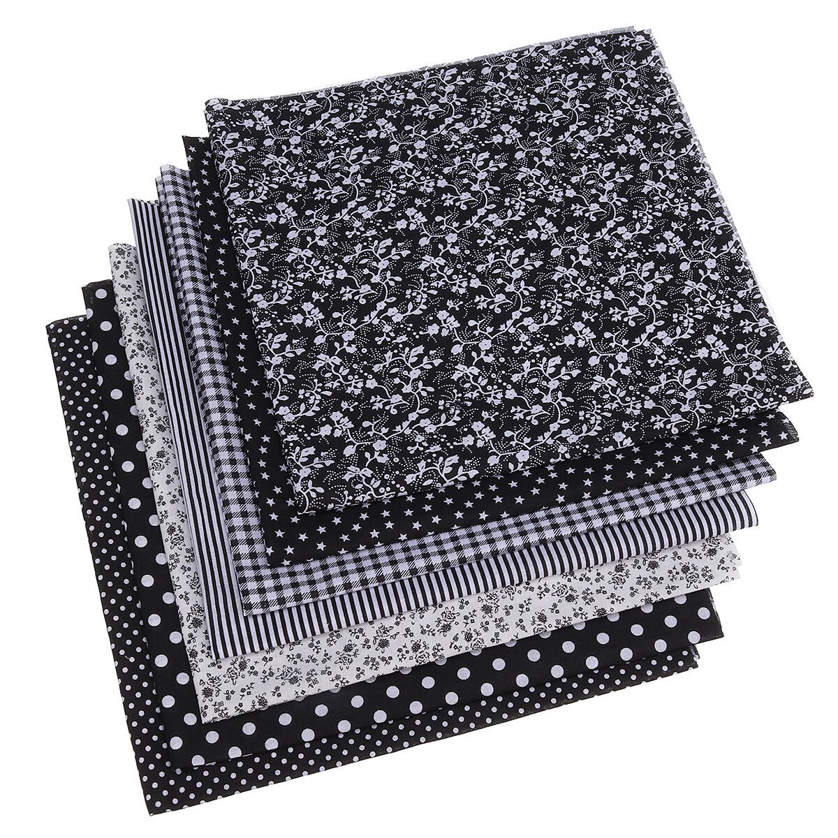 7Pcs/Set Black Quilting Floral 7 X Cotton Fabric Cloth DIY Craft Sewing Handmade 50x50cm