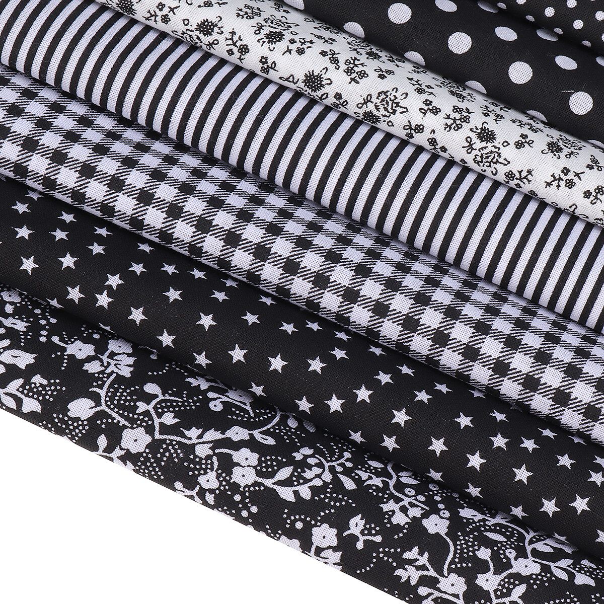7Pcs/Set Black Quilting Floral 7 X Cotton Fabric Cloth DIY Craft Sewing Handmade 50x50cm