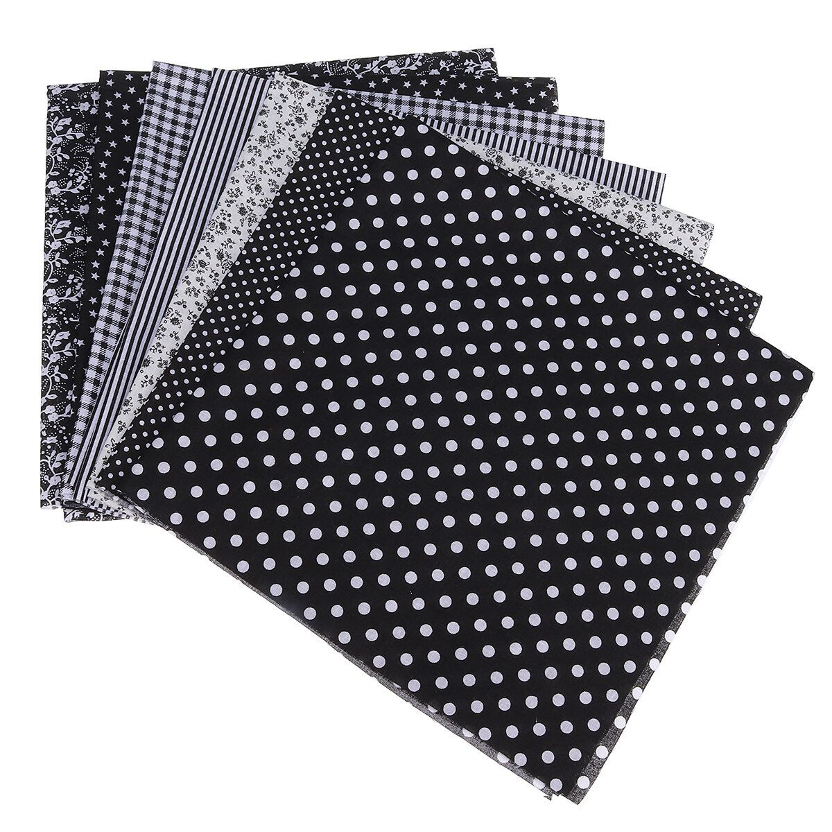 7Pcs/Set Black Quilting Floral 7 X Cotton Fabric Cloth DIY Craft Sewing Handmade 50x50cm