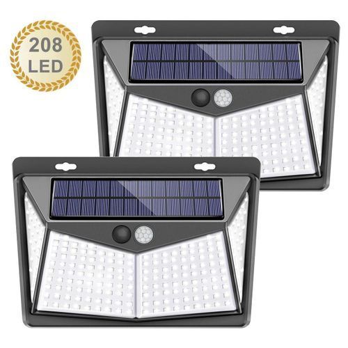 2PCS 208LED Solar Light PIR Motion Sensor Wall Outdoor Gard