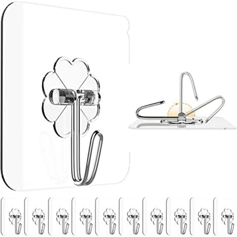 Adhesive Hooks for Hanging Heavy Duty - 12 Pack Wall Hooks