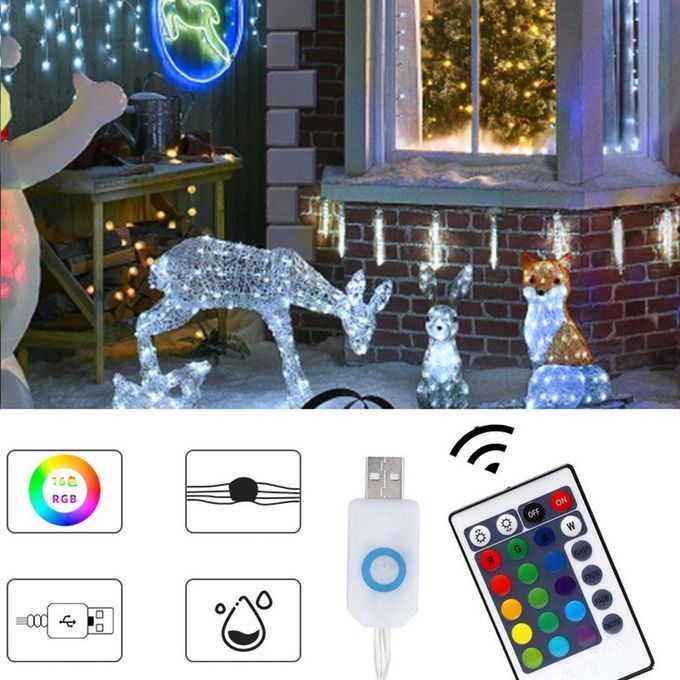 24 Keys USB Four-wire Full- Olor Light String Holiday De Oration  O Er Wire     USB Powered De Orative Line Lights-Rgb-5m