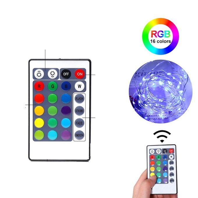24 Keys USB Four-wire Full- Olor Light String Holiday De Oration  O Er Wire     USB Powered De Orative Line Lights-Rgb-5m
