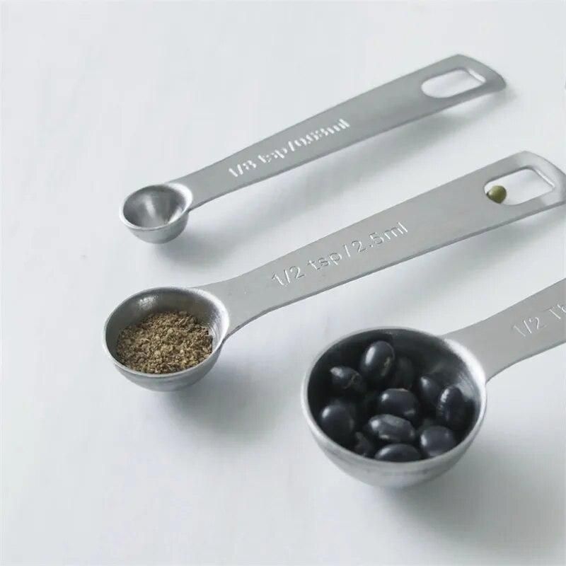 9Pcs/Set Measuring Spoons Scoop Stainless Steel Multifunctional Cups Creative Kitchen Scale Baking Teaspoons Sugar Coffee Tools