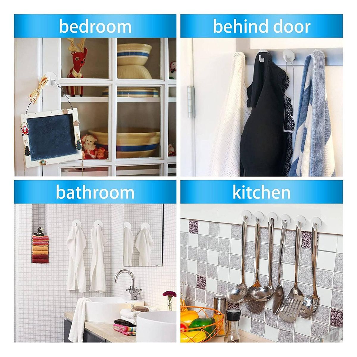 12Pcs Plastic Hooks Self Adhesive, Wall Hooks, for Hanging