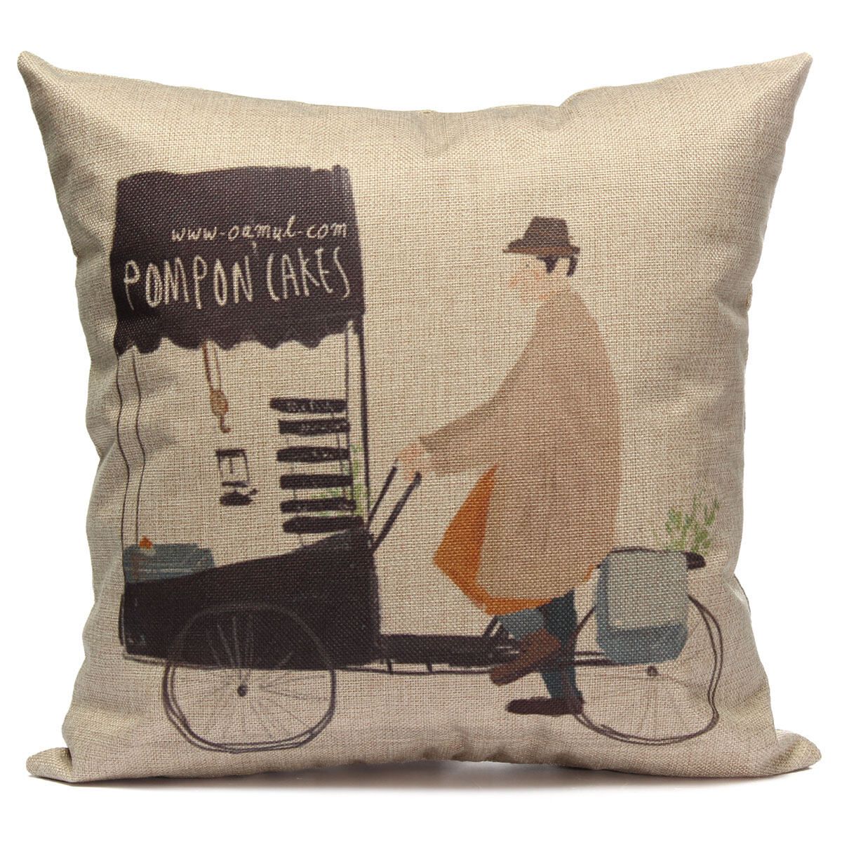 New Natural Cotton Linen Sofa Waist Throw Pillow Case Cushion Cover Home Decor Cake Bike