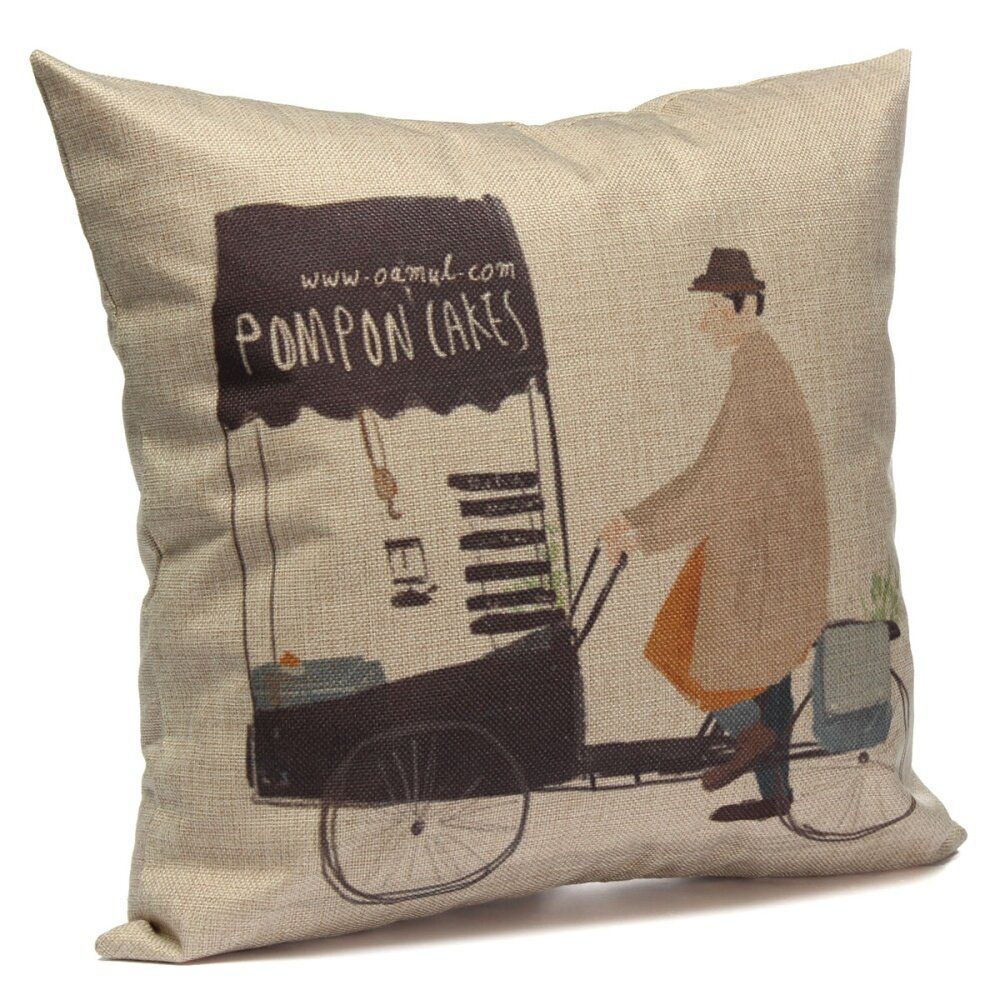 New Natural Cotton Linen Sofa Waist Throw Pillow Case Cushion Cover Home Decor Cake Bike