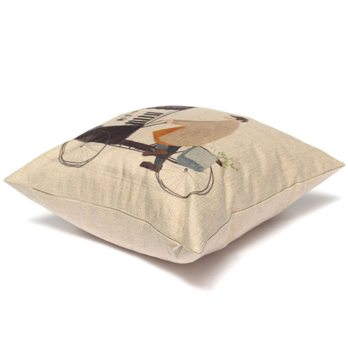 New Natural Cotton Linen Sofa Waist Throw Pillow Case Cushion Cover Home Decor Cake Bike