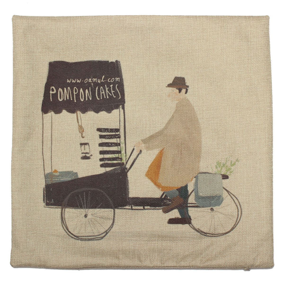New Natural Cotton Linen Sofa Waist Throw Pillow Case Cushion Cover Home Decor Cake Bike