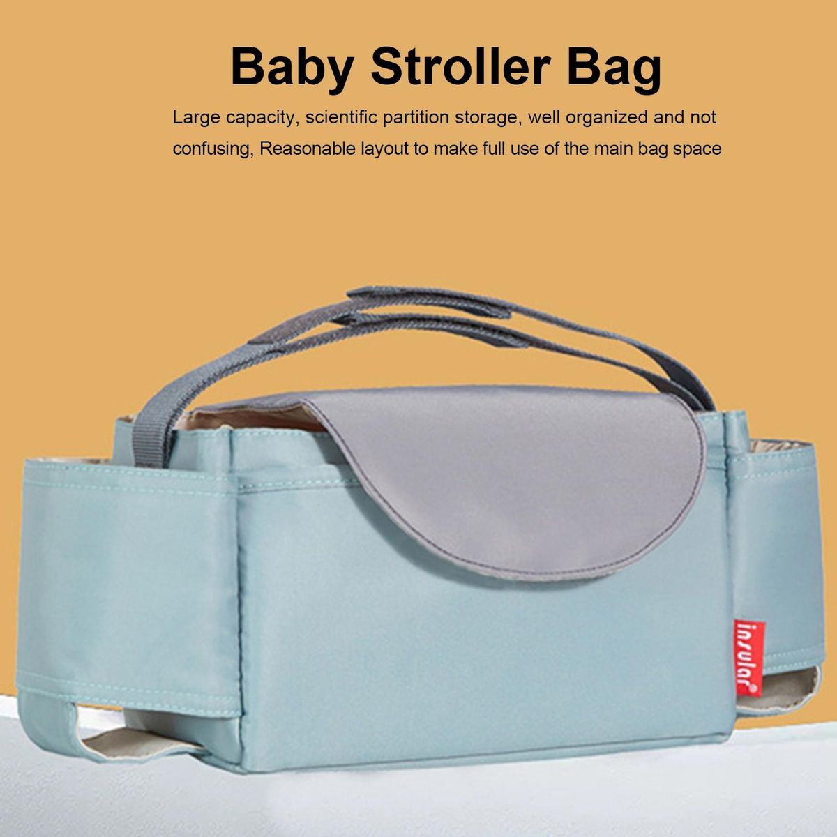 Baby Buggy Pouch Baby Buggy Hanging Storage Bag with Cup Holder Green