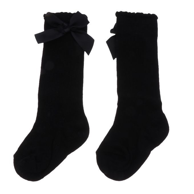 Baby Girls Knee High Socks Bowknot Toddler Babies School Black 2-4T