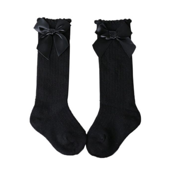 Baby Girls Knee High Socks Bowknot Toddler Babies School Black 2-4T