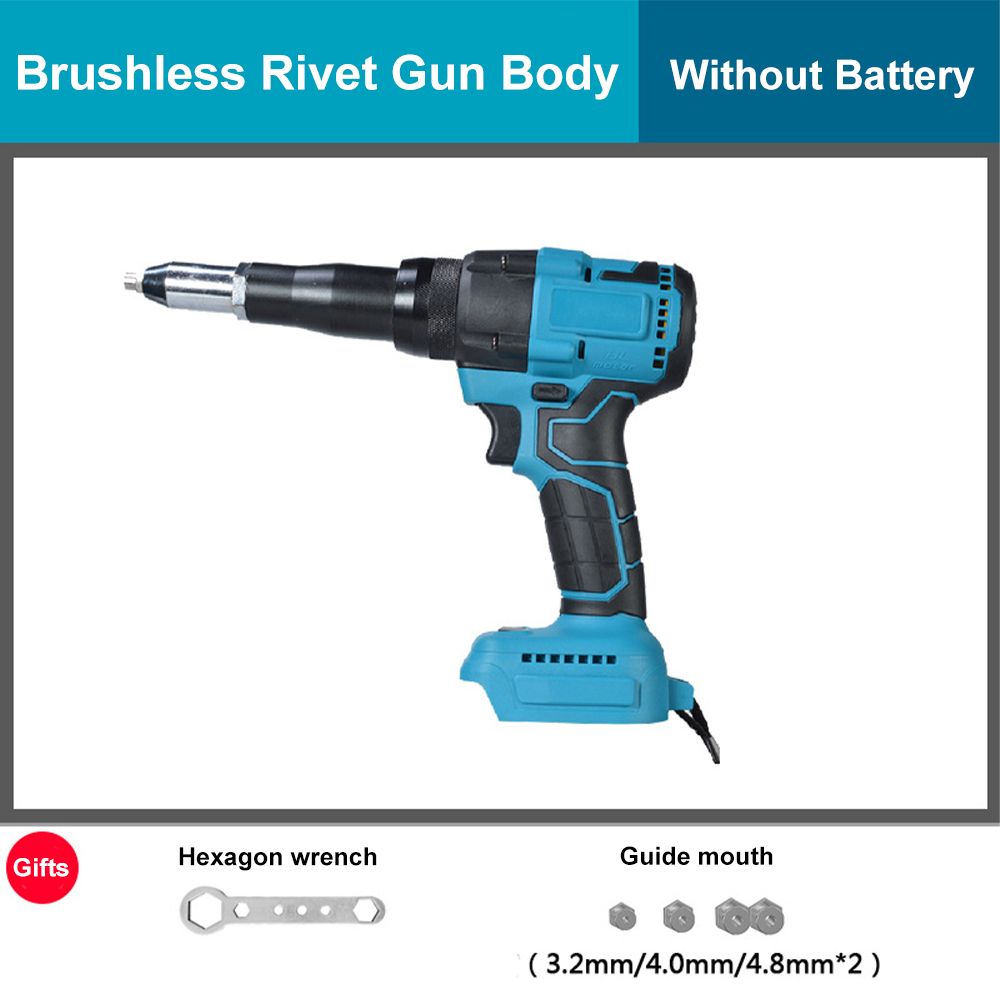 18V Brushless Electric Rivet Gun 2.4-4.8mm Cordless Rivet Nut Gun Automatic Rivet Tool With LED Light For Makita Battery