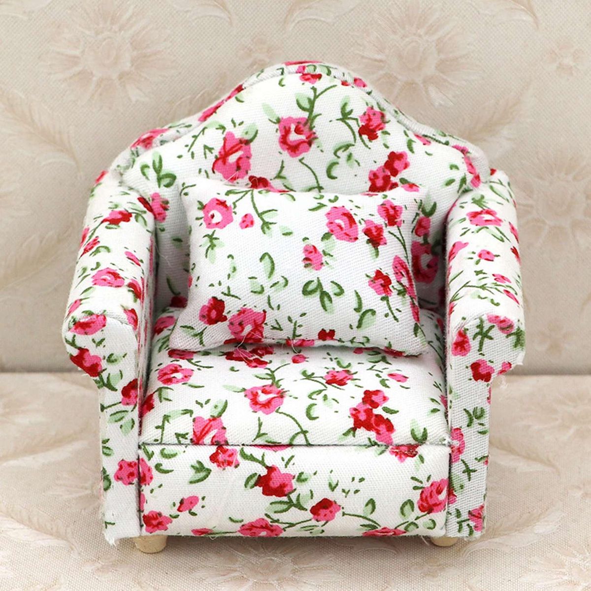 1/12 Scale Doll House Miniature Single Sofa with Pillow