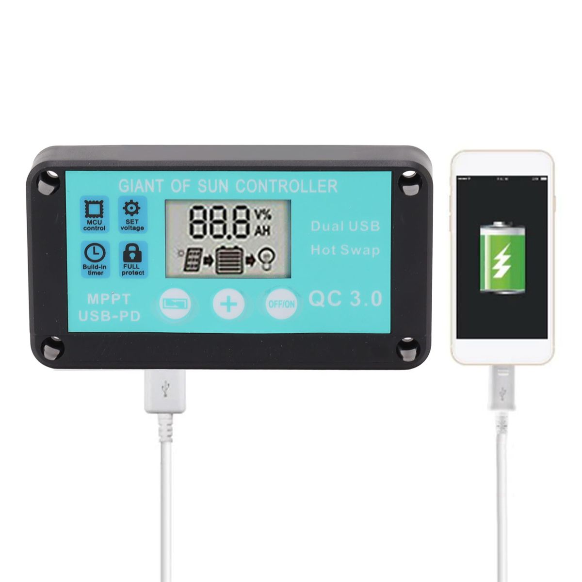 MPPT Solar Charge Controller Multiple Protection Solar Solar QC3.0 Controller with LCD Screen(30A)