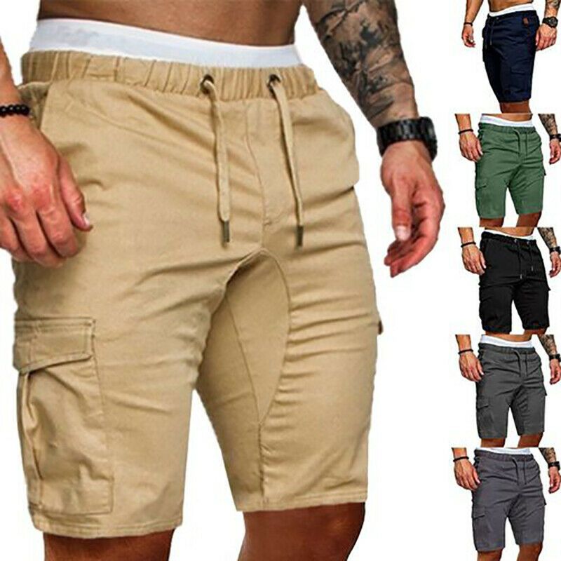 Mens Summer Gym Sport Running Workout Cargo Jogger Trousers Amouflage Tactical Shorts Men Cotton