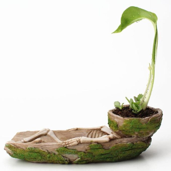 1pc Skeleton Design Succulents Plant Pot Flowerpot Planter Bonsai Pots