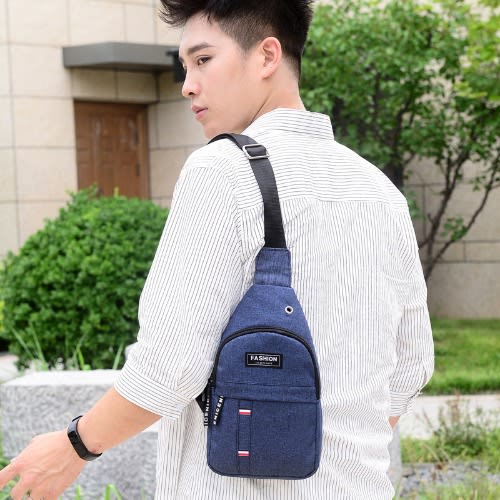 Unisex Canvas Messenger Bag -Blue