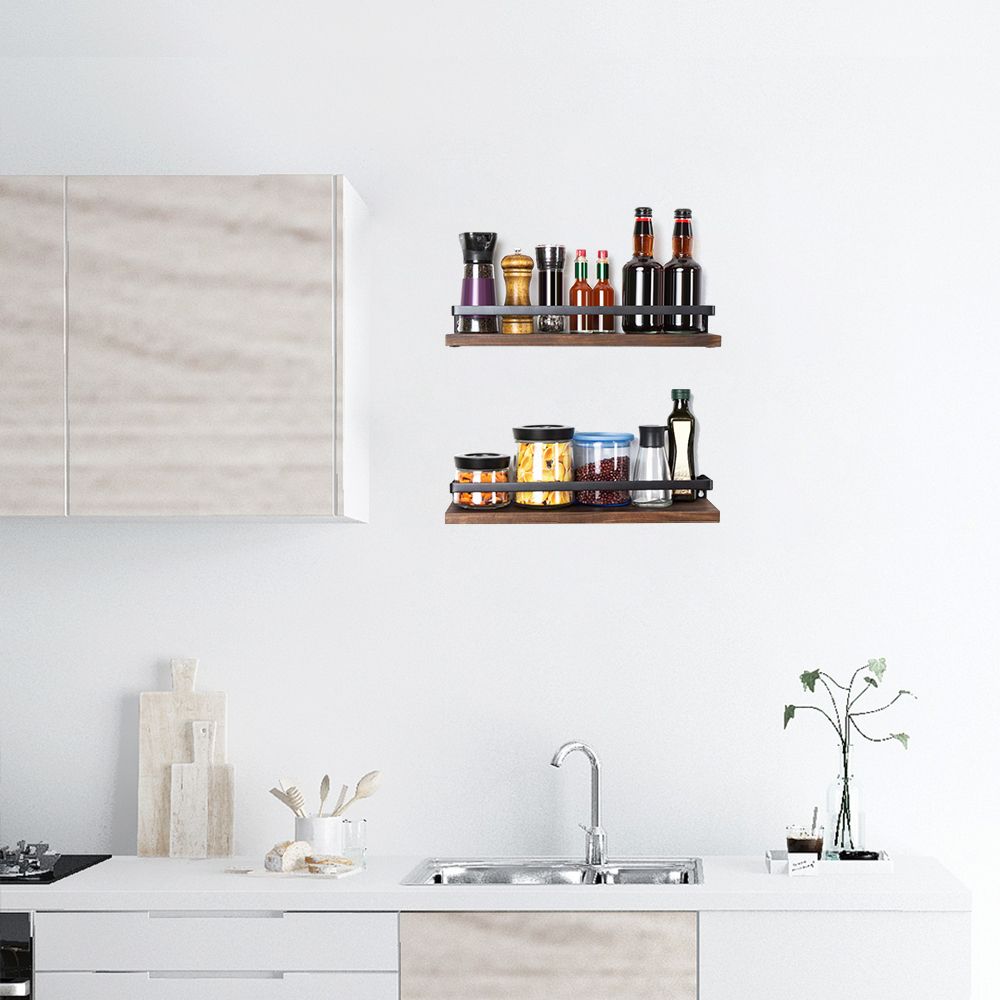 2 Pcs Floating Shelves Wall Mounted Rustic Wood Wall Storage