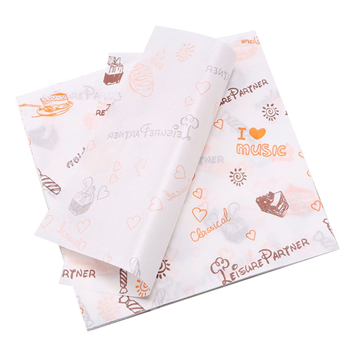 100Pcs Cake Wrapping Paper Sandwich Printed Square Wrapping C
