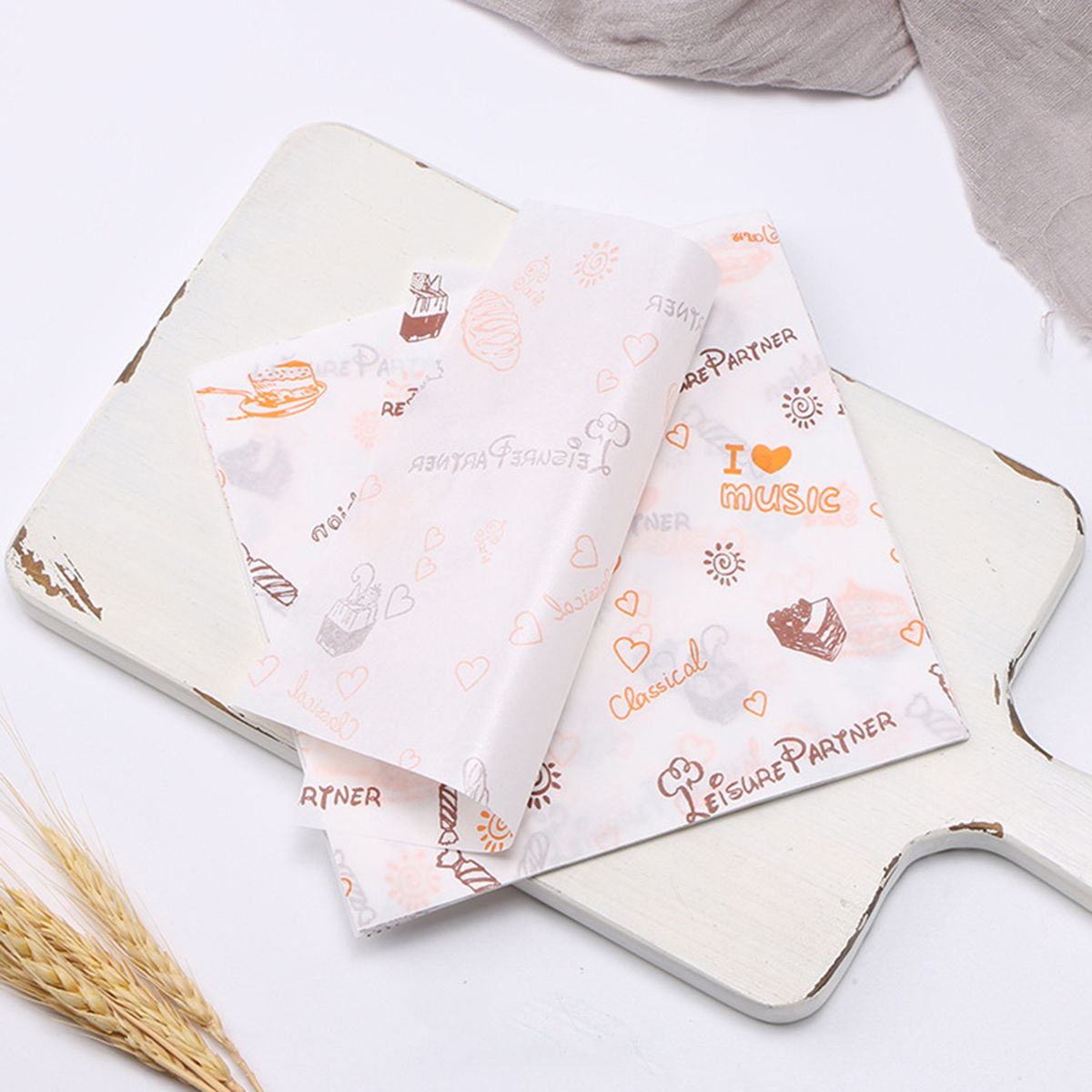 100Pcs Cake Wrapping Paper Sandwich Printed Square Wrapping C