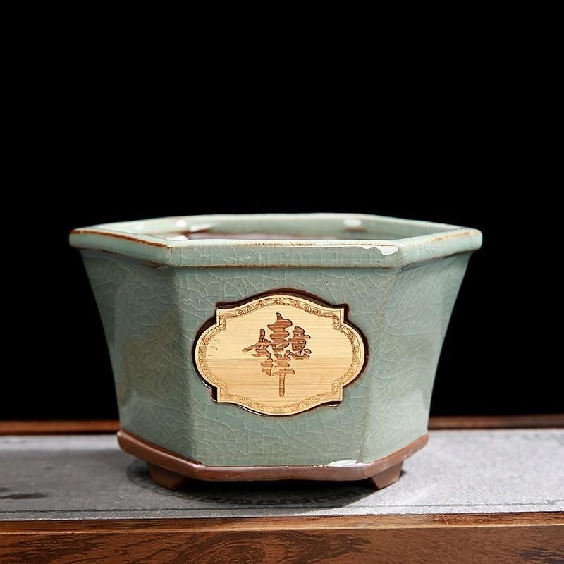 Creative Ceramic vintage Flower Pot Simple Succulent Plant Container Green Planters Bonsai Pots Flowerpot Home Decoration