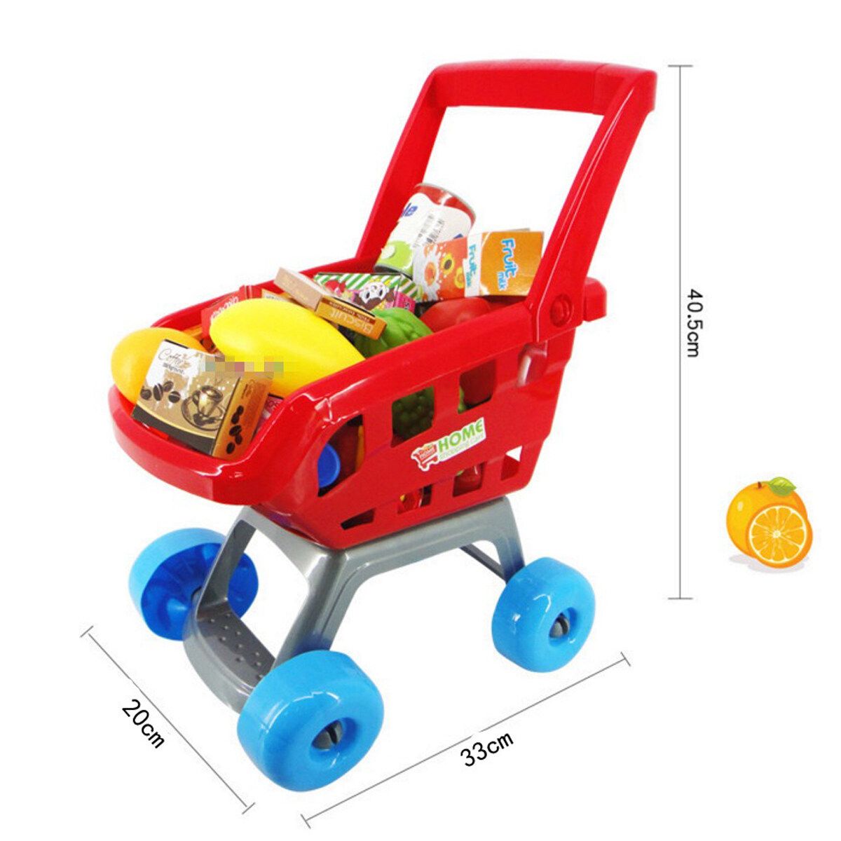 [Great Gift For Kids] Supermarket Shopping Cart Toy Supermarket Store Playset Gift For Toddler W/Food