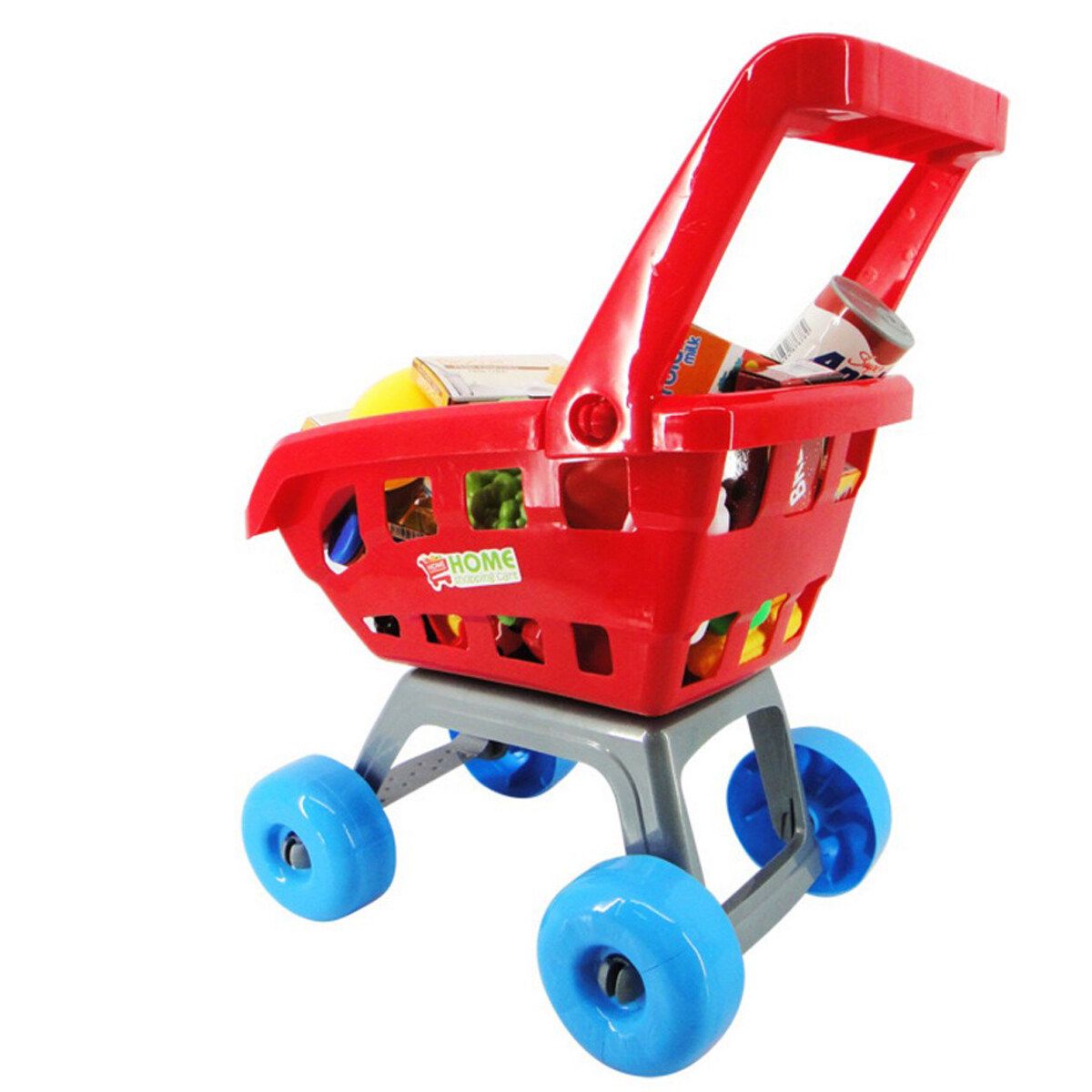 [Great Gift For Kids] Supermarket Shopping Cart Toy Supermarket Store Playset Gift For Toddler W/Food