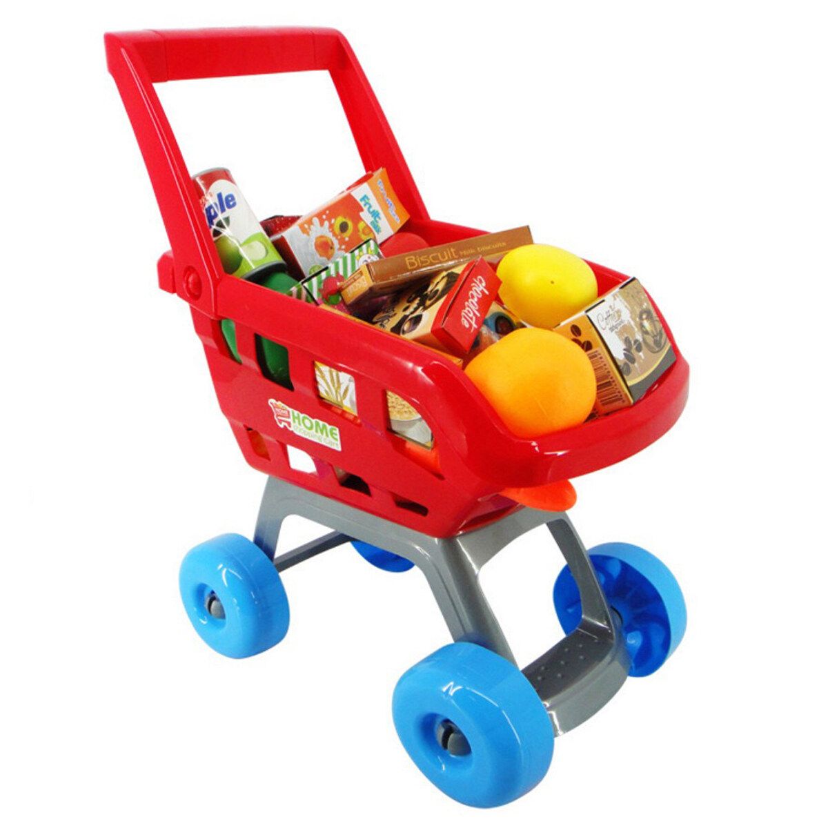 [Great Gift For Kids] Supermarket Shopping Cart Toy Supermarket Store Playset Gift For Toddler W/Food