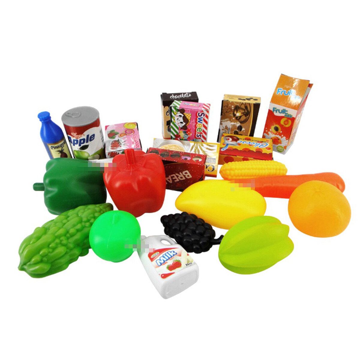 [Great Gift For Kids] Supermarket Shopping Cart Toy Supermarket Store Playset Gift For Toddler W/Food