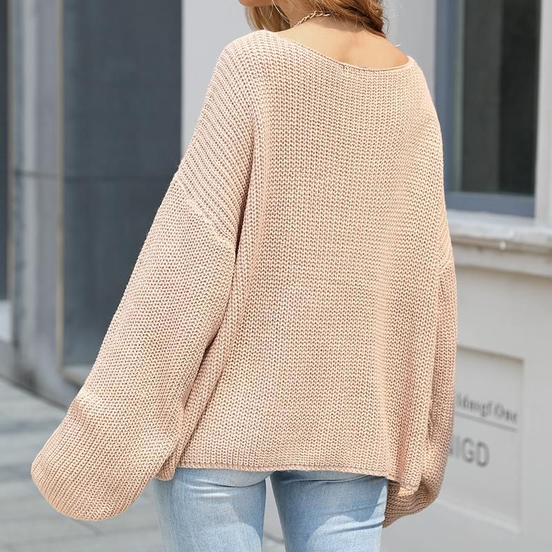2022 autumn and winter new solid color slouchy sweater women's loose pullover long sleeve loose warm