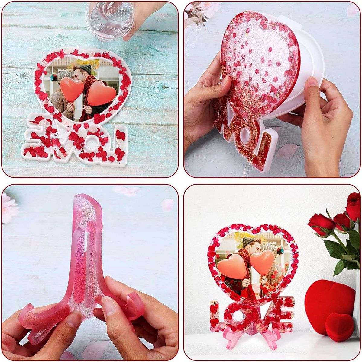 Resin Picture Frames Molds for Epoxy Resin, Heart Shape &