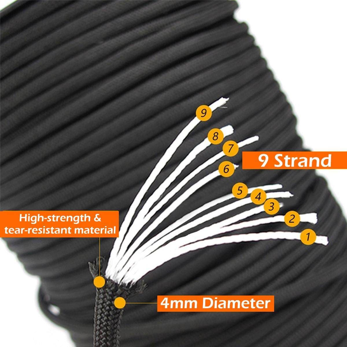 100M 550 Paracord Parachute Cord Lanyard 9Strand Parachute Rope Outdoor Camping Or Climbing Supplies Avocado
