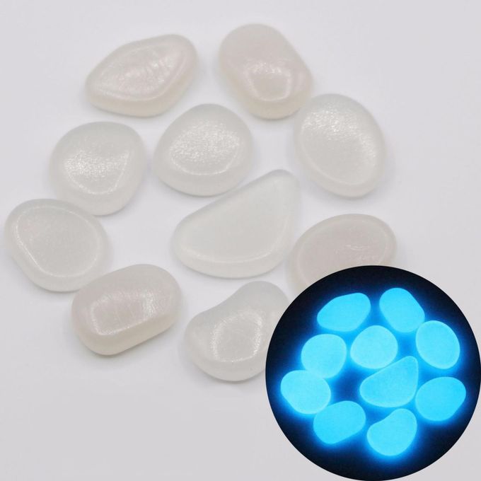 100PCS Glow In The Dark Garden Pebbles  Glowing For Indoor White