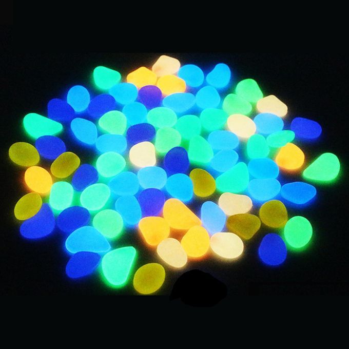100PCS Glow In The Dark Garden Pebbles  Glowing For Indoor White