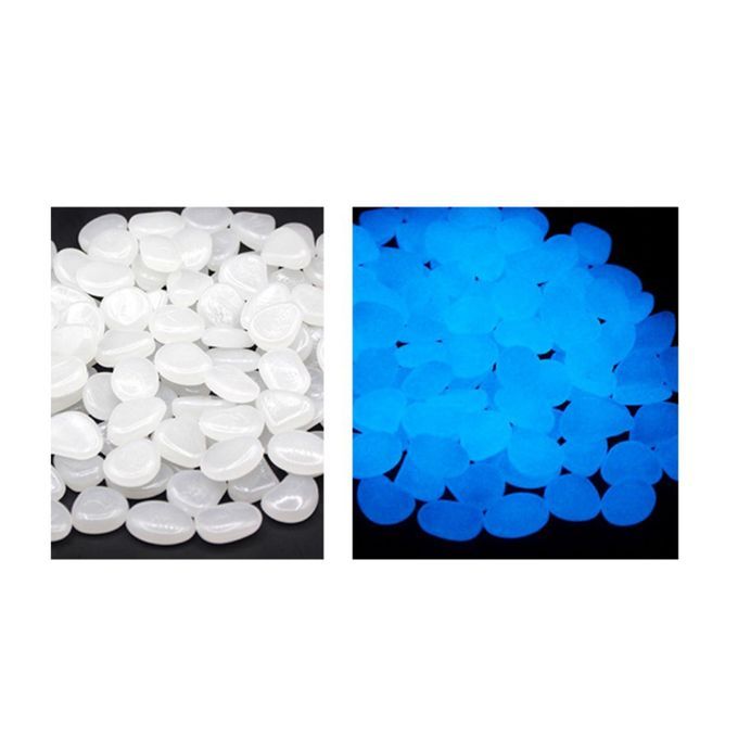 100PCS Glow In The Dark Garden Pebbles  Glowing For Indoor White