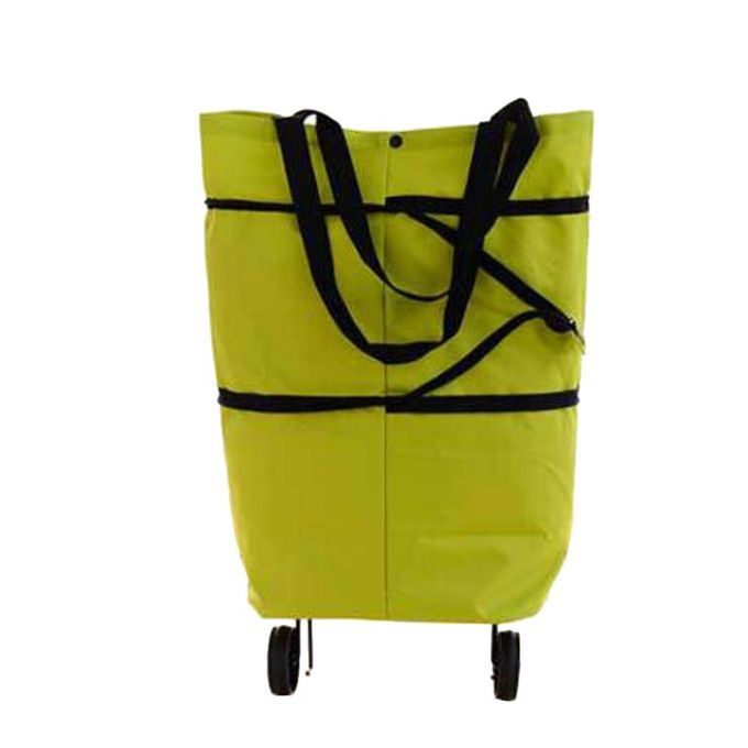 Portable Folding Sho Ing Bag Oxford  Loth Pull  Art Multifun Tional Sho Ing-green