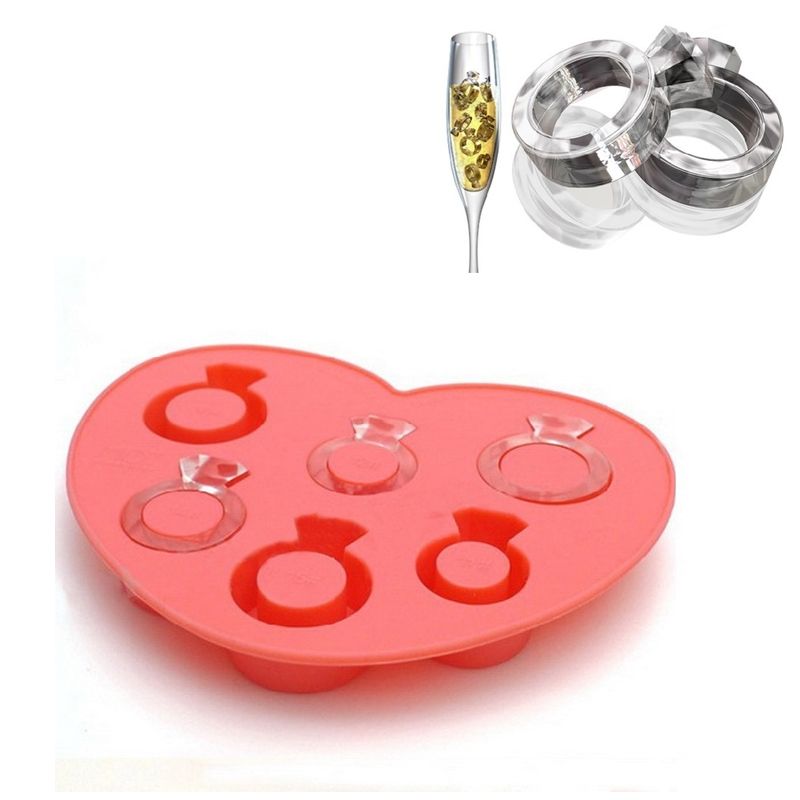 Silicone DIY Creative Ring Ice Mold Ice Box(Pink)