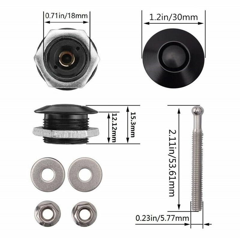 4X Push Button Quick Release Car Hood Bonnet Latch Pin Lock Bumper Clip Black   airride  eibach    accuair   ta technix