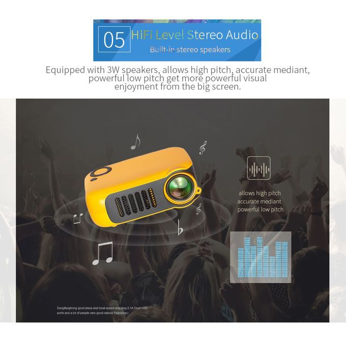 TRANSJEE Mini Portable LCD Projector Support 1080P TF Card